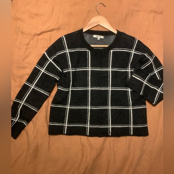 Madewell // Charcoal Windowpane Crewneck Sweater - Picture 2 of 10